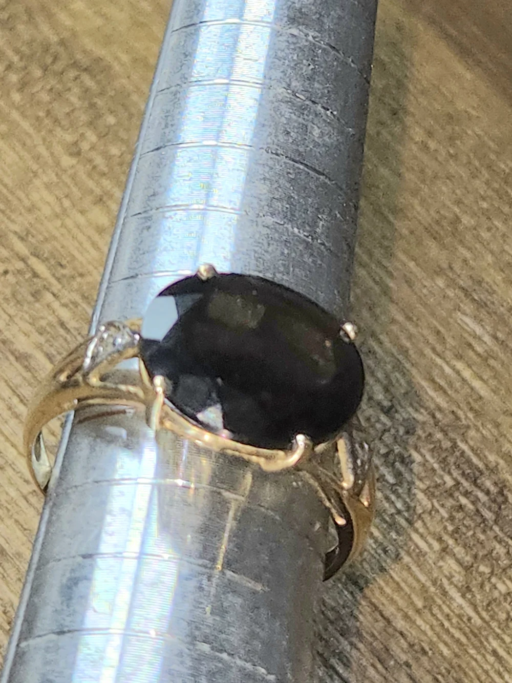 10kt Transparent Smoky Quartz Oval & Diamond Ring